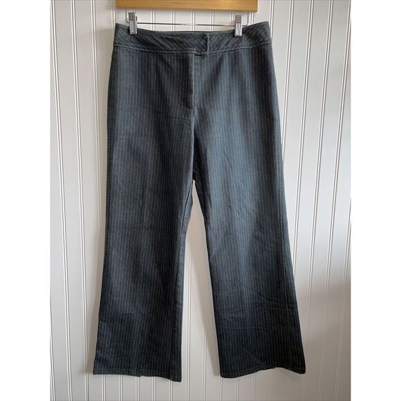 Bently A. Wide Leg Jeans Women’s 12 Blue Split Back Hem Stripped Classic Y2K - Picture 1 of 11